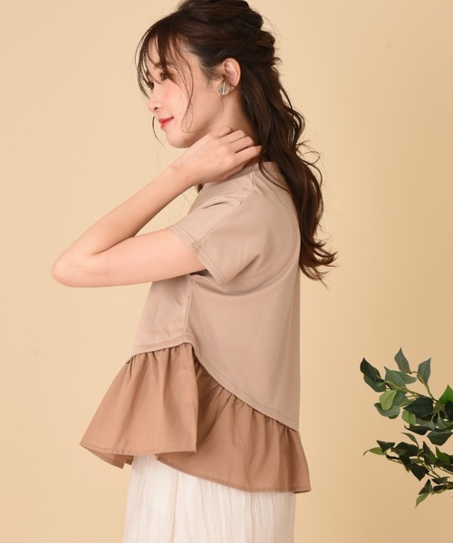 INTERPLANET（インタープラネット）の「【ＷＥＢ限定】ＣＳ裾異素材切替プルオーバー（Tシャツ/カットソー・レディース・ベージュ/オフホワイト/ブラック・FREE）」の8枚目の写真