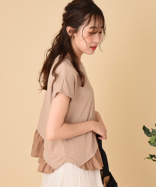 INTERPLANET（インタープラネット）の「【ＷＥＢ限定】ＣＳ裾異素材切替プルオーバー（Tシャツ/カットソー・レディース・ベージュ/オフホワイト/ブラック・FREE）」の9枚目の写真