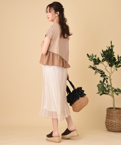 INTERPLANET（インタープラネット）の「【ＷＥＢ限定】ＣＳ裾異素材切替プルオーバー（Tシャツ/カットソー・レディース・ベージュ/オフホワイト/ブラック・FREE）」の13枚目の写真