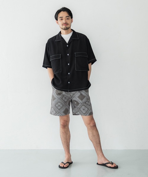 coca（coca）（コカ）の「バンダナプリントツイルハーフパンツ（その他パンツ・メンズ・ホワイト/カーキ/ブラック・M/L）」の8枚目の写真