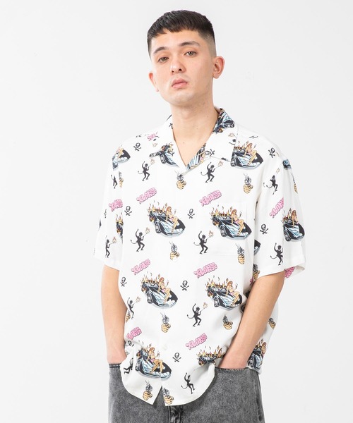 XLARGE（エクストララージ）の「S/S BURN DOWN PATTERN SHIRT（シャツ/ブラウス・メンズ・ホワイト/ブルー・S/M/L/XL）」の2枚目の写真
