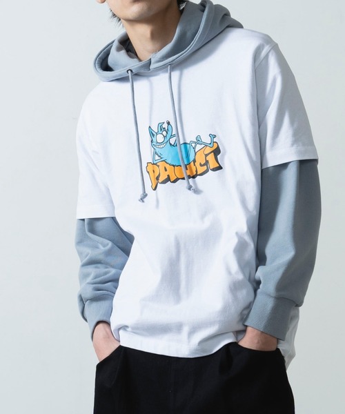 WEGO（ウィゴー）の「WEGO/キャラクターモチーフロゴプリント半袖Tシャツ（Tシャツ/カットソー・メンズ・ホワイト/グリーン系その他/ブルー・MEDIUM/LARGE/SMALL/X-LARGE）」の2枚目の写真