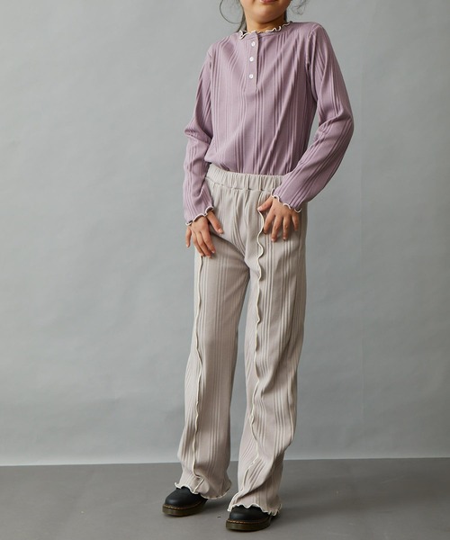 ＆yam（アンドヤム）の「配色メローランダムリブパンツ（その他パンツ・キッズ・ブルー/ブラック/ホワイト/ベージュ/グレー/オレンジ/グリーン/パープル・130-140cm/140-150cm/150-160cm/120-130cm/110-120cm）」の5枚目の写真