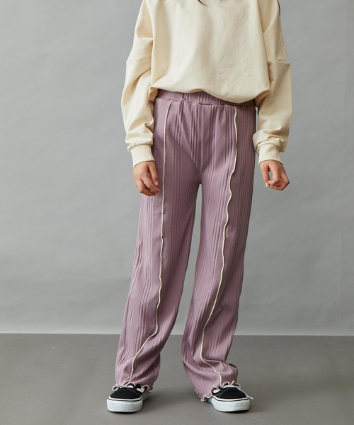 ＆yam（アンドヤム）の「配色メローランダムリブパンツ（その他パンツ・キッズ・ブルー/ブラック/ホワイト/ベージュ/グレー/オレンジ/グリーン/パープル・130-140cm/140-150cm/150-160cm/120-130cm/110-120cm）」の7枚目の写真