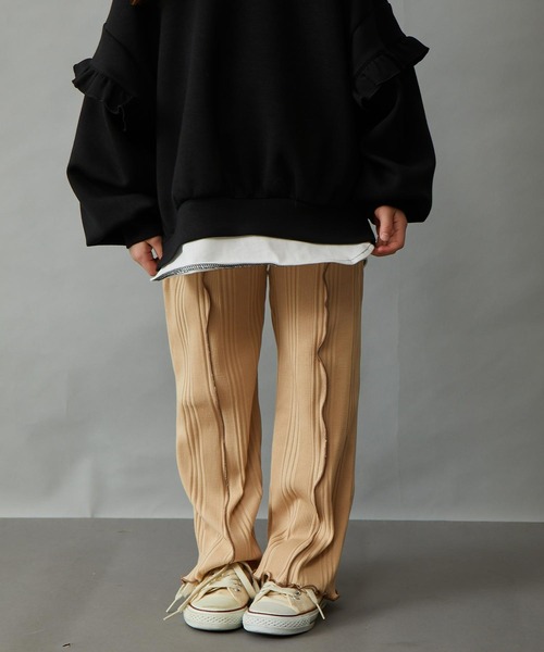 ＆yam（アンドヤム）の「配色メローランダムリブパンツ（その他パンツ・キッズ・ブルー/ブラック/ホワイト/ベージュ/グレー/オレンジ/グリーン/パープル・130-140cm/140-150cm/150-160cm/120-130cm/110-120cm）」の8枚目の写真