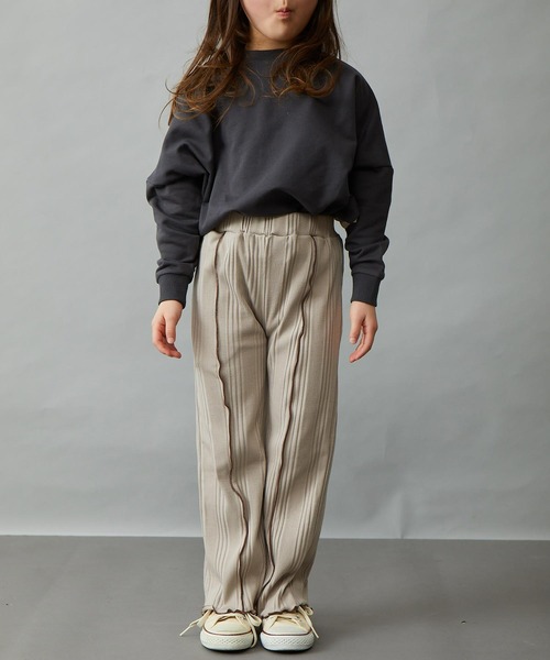 ＆yam（アンドヤム）の「配色メローランダムリブパンツ（その他パンツ・キッズ・ブルー/ブラック/ホワイト/ベージュ/グレー/オレンジ/グリーン/パープル・130-140cm/140-150cm/150-160cm/120-130cm/110-120cm）」の10枚目の写真