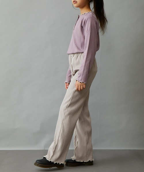 ＆yam（アンドヤム）の「配色メローランダムリブパンツ（その他パンツ・キッズ・ブルー/ブラック/ホワイト/ベージュ/グレー/オレンジ/グリーン/パープル・130-140cm/140-150cm/150-160cm/120-130cm/110-120cm）」の11枚目の写真