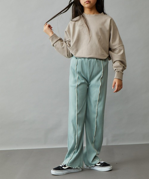 ＆yam（アンドヤム）の「配色メローランダムリブパンツ（その他パンツ・キッズ・ブルー/ブラック/ホワイト/ベージュ/グレー/オレンジ/グリーン/パープル・130-140cm/140-150cm/150-160cm/120-130cm/110-120cm）」の12枚目の写真