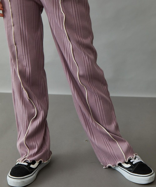 ＆yam（アンドヤム）の「配色メローランダムリブパンツ（その他パンツ・キッズ・ブルー/ブラック/ホワイト/ベージュ/グレー/オレンジ/グリーン/パープル・130-140cm/140-150cm/150-160cm/120-130cm/110-120cm）」の16枚目の写真