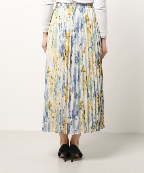 INTERPLANET（インタープラネット）の「カスレ柄プリーツスカート（スカート・レディース・ブルー/グリーン・FREE）」の3枚目の写真