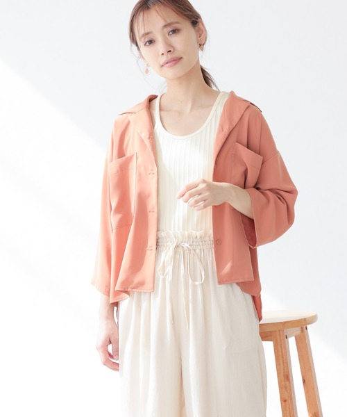 mysty woman（ミスティウーマン）の「サテン開襟シャツ 950562（シャツ/ブラウス・レディース・ベージュ/グレイッシュブルー/テラコッタ・FREE）」の12枚目の写真