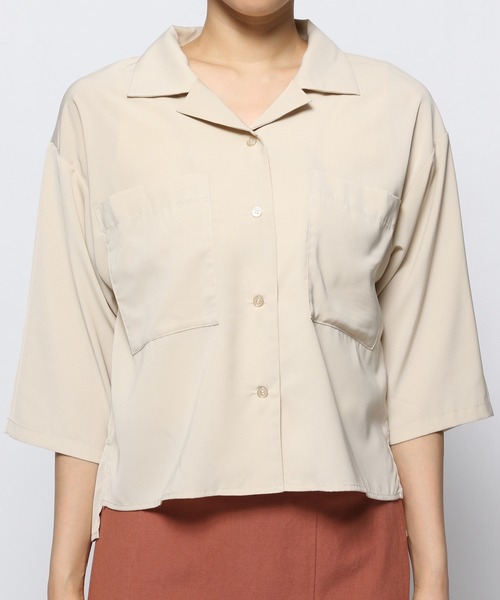 mysty woman（ミスティウーマン）の「サテン開襟シャツ 950562（シャツ/ブラウス・レディース・ベージュ/グレイッシュブルー/テラコッタ・FREE）」の10枚目の写真