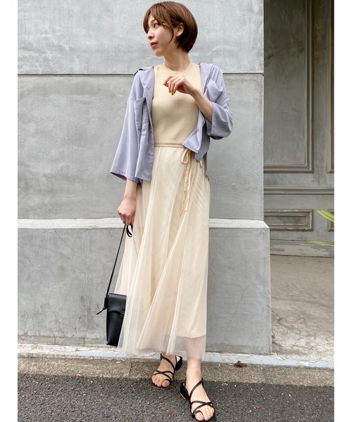 mysty woman（ミスティウーマン）の「サテン開襟シャツ 950562（シャツ/ブラウス・レディース・ベージュ/グレイッシュブルー/テラコッタ・FREE）」の21枚目の写真