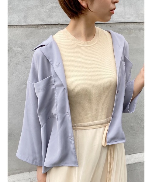 mysty woman（ミスティウーマン）の「サテン開襟シャツ 950562（シャツ/ブラウス・レディース・ベージュ/グレイッシュブルー/テラコッタ・FREE）」の19枚目の写真