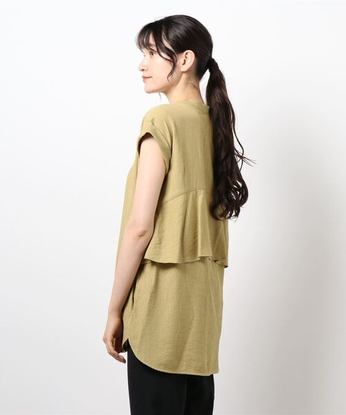 PICCIN（ピッチン）の「ワッシャーバックフリルブラウス（シャツ/ブラウス・レディース・ブラック/イエロー・M）」の3枚目の写真