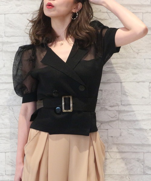 ROYAL PARTY（ロイヤルパーティー）の「グラステーラードトップス（ニット/セーター・レディース・ブラック/ベージュ/オフホワイト/グリーン・FREE）」の3枚目の写真