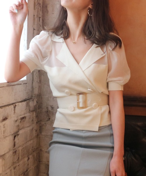 ROYAL PARTY（ロイヤルパーティー）の「グラステーラードトップス（ニット/セーター・レディース・ブラック/ベージュ/オフホワイト/グリーン・FREE）」の13枚目の写真