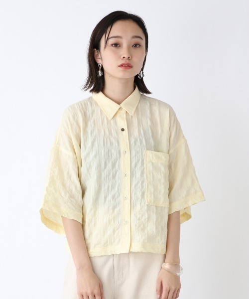 JEANASIS（ジーナシス）の「エンボスワッシャーショートシャツ/949865（シャツ/ブラウス・レディース・ライトイエロー/ブラック/ホワイト・FREE）」の14枚目の写真