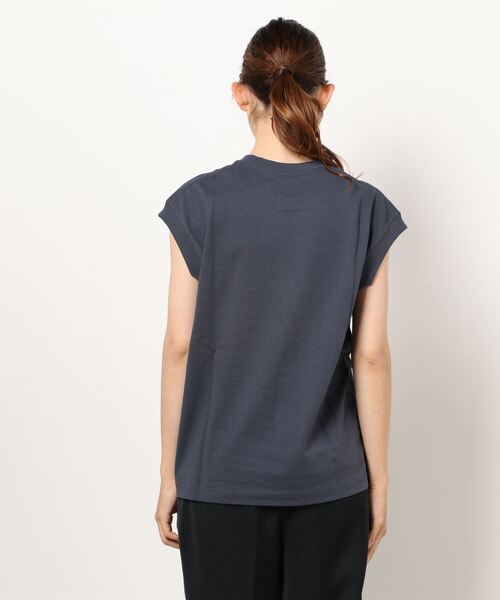 DANTON（ダントン）の「DANTON | ノースリーブカットソー WOMEN（Tシャツ/カットソー・レディース・ブラック/ライトブルー/ダークグレー/サックスブルー/グレイッシュベージュ/ホワイト・36）」の7枚目の写真