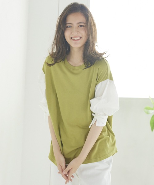 LIPSTAR（リップスター）の「ソデギャザーダンボールニットプルオーバー（Tシャツ/カットソー・レディース・ブラック/ベージュ/グリーン・M）」の3枚目の写真