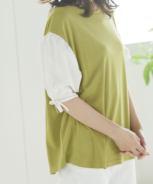 LIPSTAR（リップスター）の「ソデギャザーダンボールニットプルオーバー（Tシャツ/カットソー・レディース・ブラック/ベージュ/グリーン・M）」の4枚目の写真