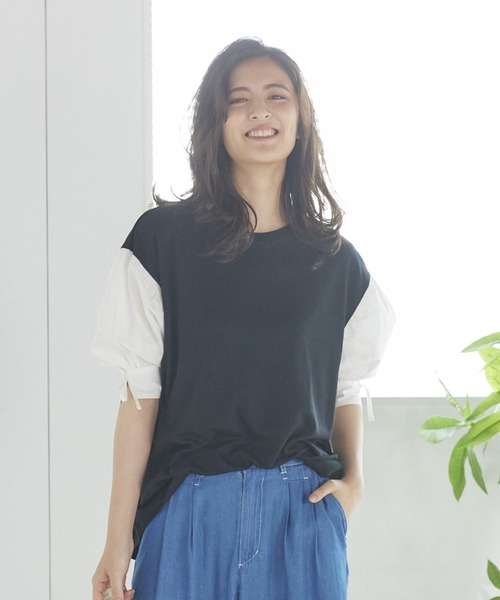 LIPSTAR（リップスター）の「ソデギャザーダンボールニットプルオーバー（Tシャツ/カットソー・レディース・ブラック/ベージュ/グリーン・M）」の8枚目の写真