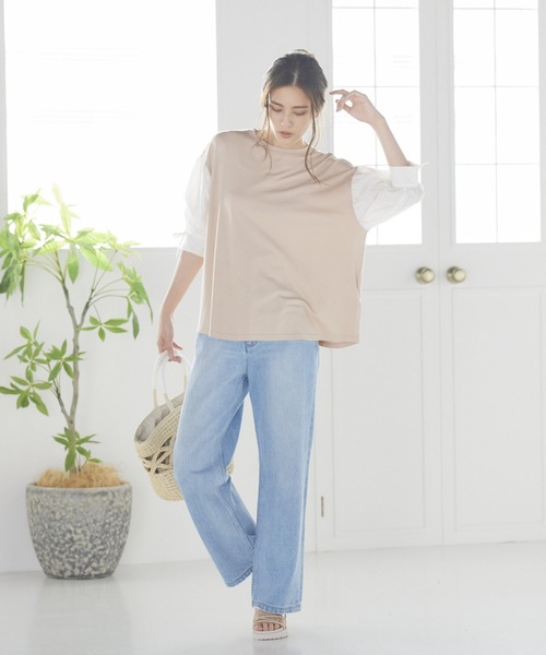 LIPSTAR（リップスター）の「ソデギャザーダンボールニットプルオーバー（Tシャツ/カットソー・レディース・ブラック/ベージュ/グリーン・M）」の14枚目の写真