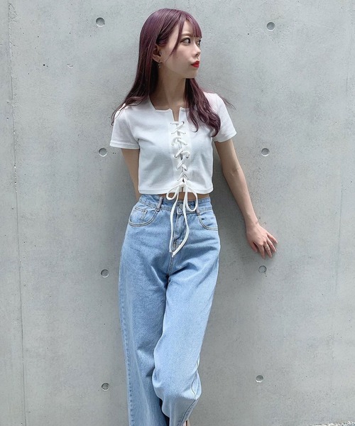 Voyage titty&Co.PETIT（ボヤージュティティアンドコープチ）の「【Voyage titty&Co.】スリットデニムパンツ（デニムパンツ・レディース・ライトブルー・SMALL/MEDIUM）」の12枚目の写真