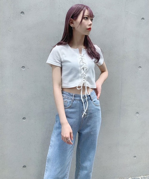 Voyage titty&Co.PETIT（ボヤージュティティアンドコープチ）の「【Voyage titty&Co.】スリットデニムパンツ（デニムパンツ・レディース・ライトブルー・SMALL/MEDIUM）」の13枚目の写真