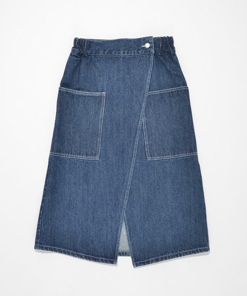SUPERTHANKS（スーパーサンクス）の「ミドル丈ストレッチデニム巻きスカート（デニムスカート・レディース・ブルー/ブラック/ベージュ/インディゴブルー・M/S）」の15枚目の写真
