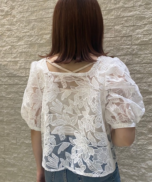 LUREM（ルアム）の「2WAYオーガンジーブラウス（シャツ/ブラウス・レディース・ブラック/オフホワイト・FREE）」の9枚目の写真