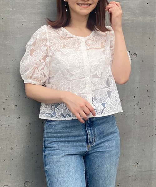 LUREM（ルアム）の「2WAYオーガンジーブラウス（シャツ/ブラウス・レディース・ブラック/オフホワイト・FREE）」の4枚目の写真