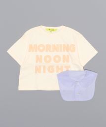 COMECHATTO&CLOSET | MORNING NOON NIGHT レース襟付きボクシーTシャツ(Tシャツ/カットソー)