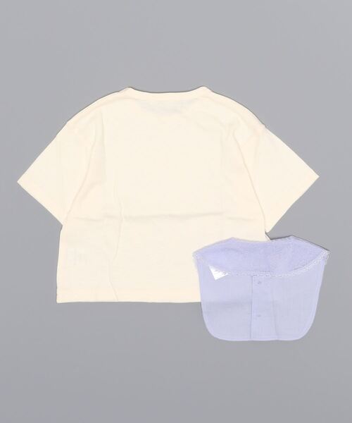 COMECHATTO&CLOSET（カムチャットアンドクロゼット）の「MORNING NOON NIGHT レース襟付きボクシーTシャツ（Tシャツ/カットソー・キッズ・ライトグリーン/アイボリー・110/100）」の3枚目の写真