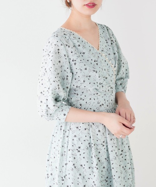 natural couture（ナチュラルクチュール）の「osonoオリジナルフラワーワンピース（ワンピース・レディース・アイボリー/ミント・FREE）」の10枚目の写真