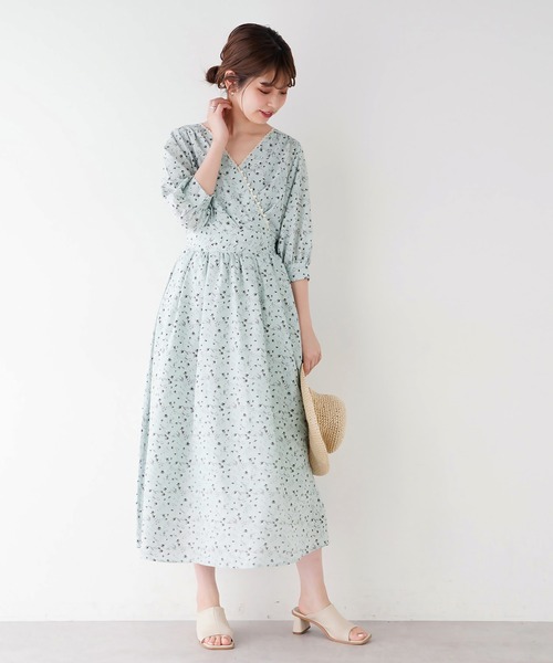 natural couture（ナチュラルクチュール）の「osonoオリジナルフラワーワンピース（ワンピース・レディース・アイボリー/ミント・FREE）」の11枚目の写真