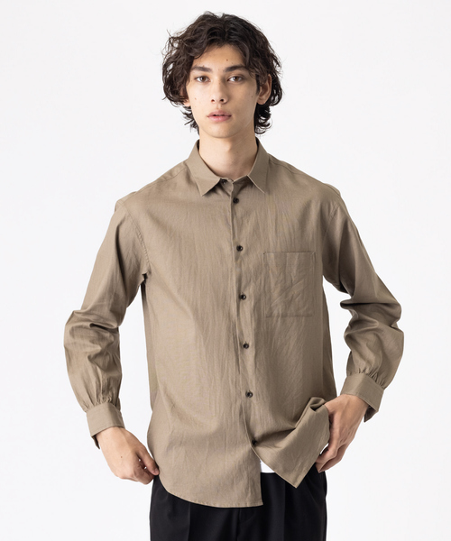 コットンリネンレギュラーカラーシャツ