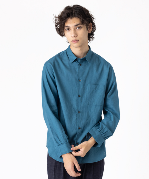 コットンリネンレギュラーカラーシャツ