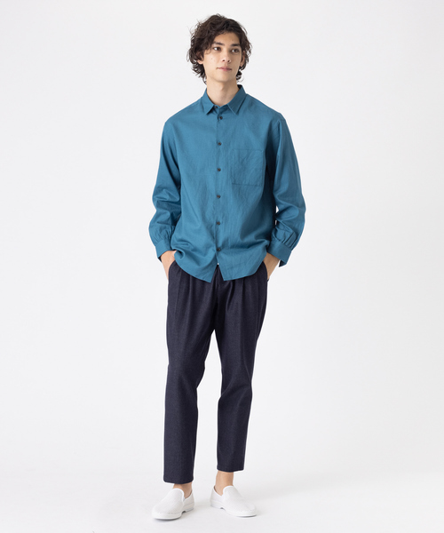 コットンリネンレギュラーカラーシャツ