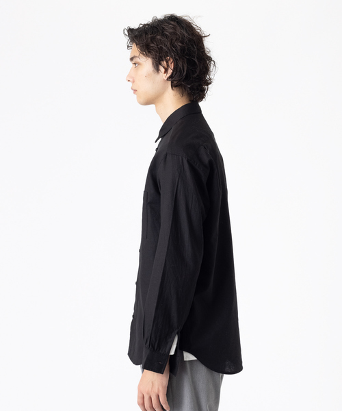 コットンリネンレギュラーカラーシャツ