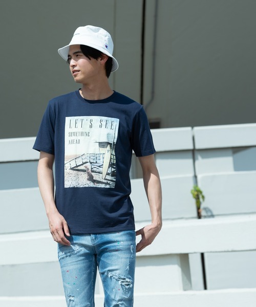 Blue Standard (ブルースタンダード)の「【BLUE STANDARD/ブルースタンダード】やわらか天竺素材 プリントTシャツ(Tシャツ/カットソー・メンズ・ホワイト/ブラック/ネイビー/オリーブ/カーキ/サックスブルー/ピンク/ブルー/その他1/その他2/その他3/その他4/ホワイト系その他/その他16/その他9/その他8/その他13/ピンク系その他/その他6/その他15/その他7/ブルー系その他/その他14/グリーン系その他/ブラック系その他/その他11/その他10/その他12・X-LARGE/MEDIUM/LARGE)」の8枚目の写真