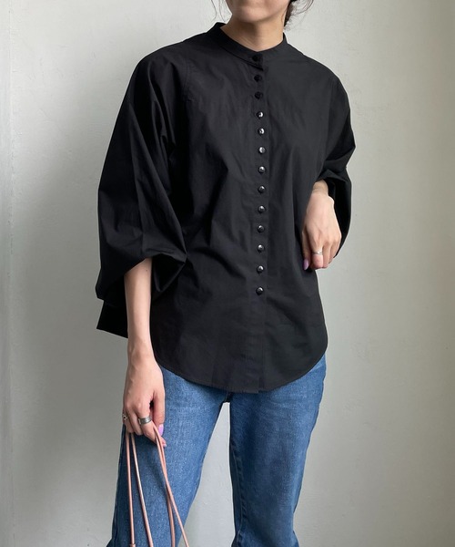 CAPRICIEUX LE'MAGE（カプリシューレマージュ）の「テープギャザードルマンシャツ（シャツ/ブラウス・レディース・ホワイト/ブラック/グリーン・FREE）」の4枚目の写真