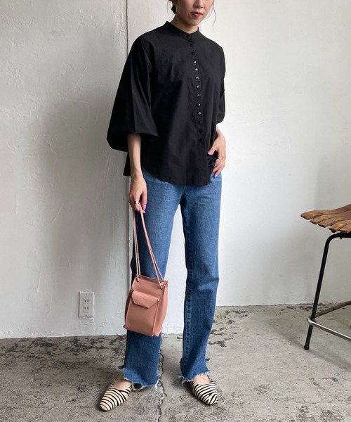 CAPRICIEUX LE'MAGE（カプリシューレマージュ）の「テープギャザードルマンシャツ（シャツ/ブラウス・レディース・ホワイト/ブラック/グリーン・FREE）」の7枚目の写真