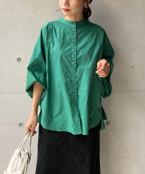 CAPRICIEUX LE'MAGE（カプリシューレマージュ）の「テープギャザードルマンシャツ（シャツ/ブラウス・レディース・ホワイト/ブラック/グリーン・FREE）」の11枚目の写真