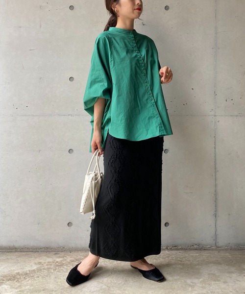 CAPRICIEUX LE'MAGE（カプリシューレマージュ）の「テープギャザードルマンシャツ（シャツ/ブラウス・レディース・ホワイト/ブラック/グリーン・FREE）」の12枚目の写真