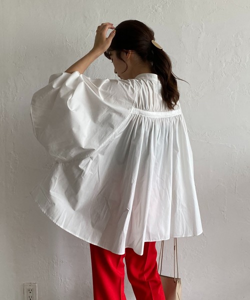 CAPRICIEUX LE'MAGE（カプリシューレマージュ）の「テープギャザードルマンシャツ（シャツ/ブラウス・レディース・ホワイト/ブラック/グリーン・FREE）」の17枚目の写真