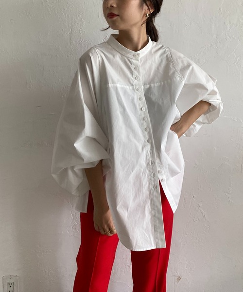 CAPRICIEUX LE'MAGE（カプリシューレマージュ）の「テープギャザードルマンシャツ（シャツ/ブラウス・レディース・ホワイト/ブラック/グリーン・FREE）」の20枚目の写真