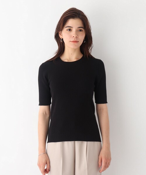 OPAQUE.CLIP（オペークドットクリップ）の「◆ICE COTTON(R) リブニットプルオーバー【WEB限定サイズ】（ニット/セーター・レディース・パープル系4/ブラック/オフホワイト/ピンク系その他・34/42/38/36/40）」の5枚目の写真