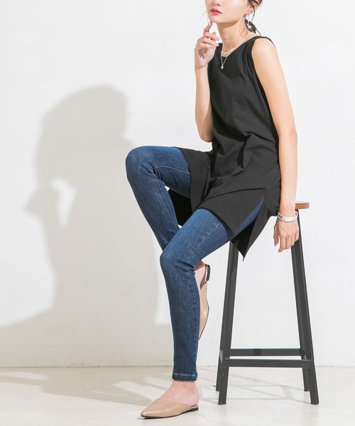Newlyme(ニューリーミー)の「サイドスリットインナータンクトップ(タンクトップ・レディース・ホワイト/ブラック・MEDIUM/LARGE)」の10枚目の写真