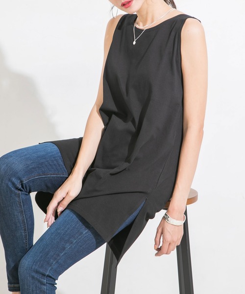 Newlyme(ニューリーミー)の「サイドスリットインナータンクトップ(タンクトップ・レディース・ホワイト/ブラック・MEDIUM/LARGE)」の8枚目の写真